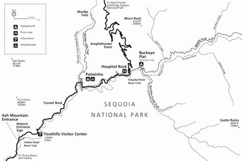 Sequoia And Kings Canyon National Parks Area Road Map - Sequoia ...