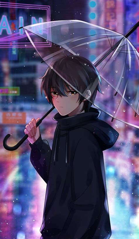 Download Anime Boy Dark Umbrella Wallpaper | Wallpapers.com