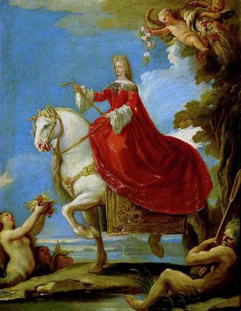 Queen Maria Anna of Neuburg on Horseback Painting by Luca Giordano - Pixels