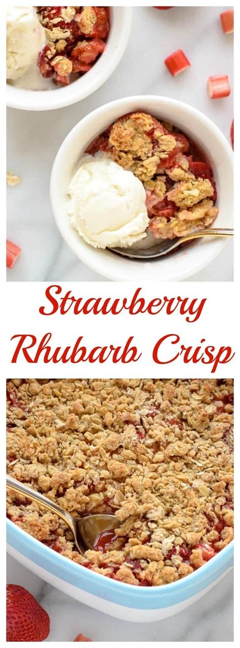 Healthy Strawberry Rhubarb Crisp with Oatmeal Cookie Topping | Strawberry rhubarb recipes ...