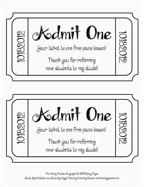 Free Printable Admission Ticket Template - Free Printable