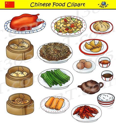 Chinese Food Clipart Set - Commercial Graphics - Clipart for school