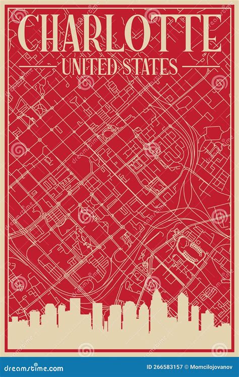 Road Network Poster of the Downtown CHARLOTTE, UNITED STATES of AMERICA Stock Vector ...