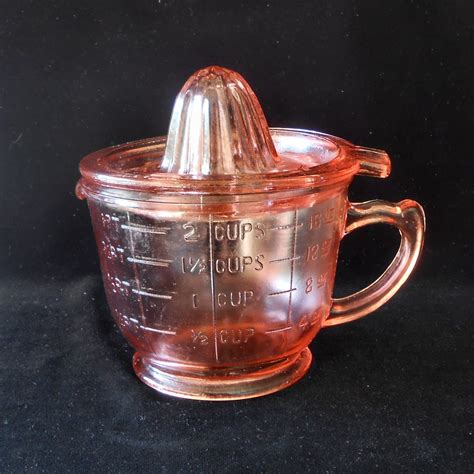 Pink Depression Glass Measuring Cup and Reamer or Juicer by