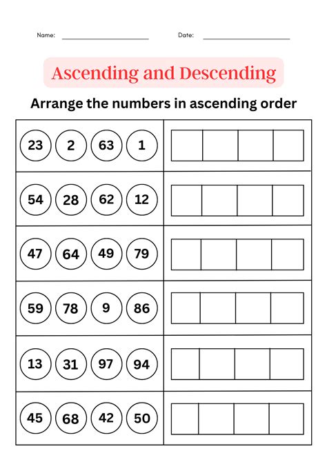 Ascending and descending order worksheet 1 to 100 - Ordering numbers math book - Worksheets Library