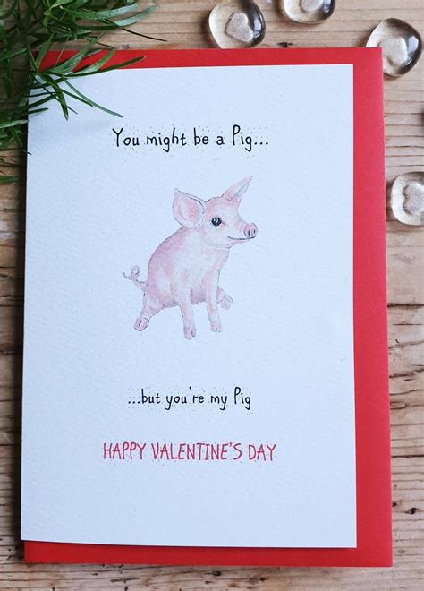 Pig Valentine Card. Funny Valentine Card. Pig Funny Card. Pink | Etsy