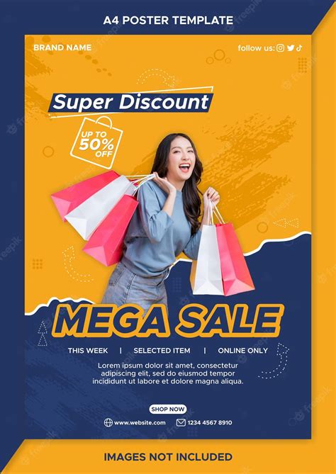 Premium Vector | Mega sale promotion poster template