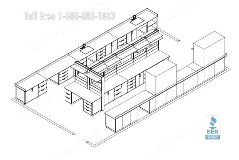 Chemical Laboratory Workstation Furniture | Modular Lab Casework Plan Drawings