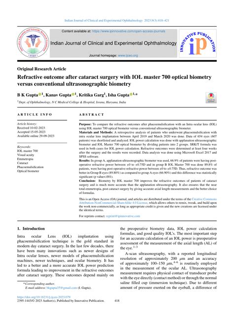 (PDF) Refractive outcome after cataract surgery with IOL master 700 ...