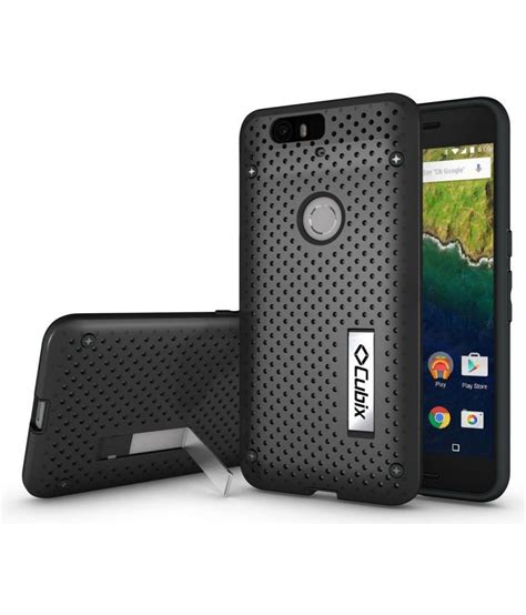 Google Nexus 6P Cases with Stands CUBIX - Black - Plain Back Covers ...