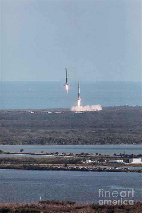 Falcon Heavy Side Cores Landing Photograph by Nasa/kim Shiflett/science Photo Library - Fine Art ...