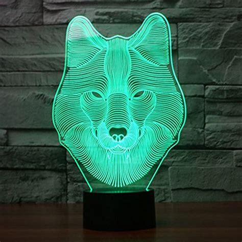 Ticent Animals Wolf 3D Night Light Touch Control Desk Lamps, 7 Color Changing Table Lights with ...