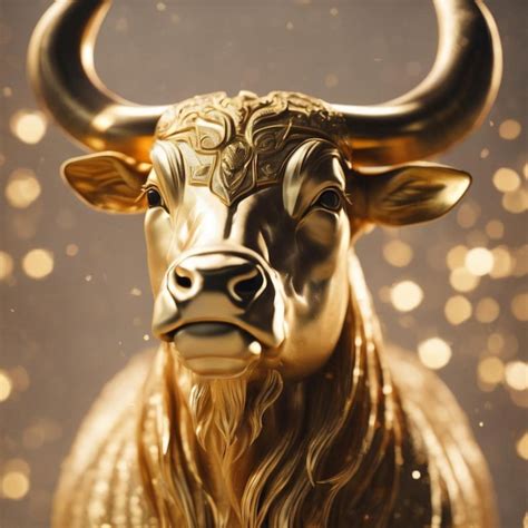 Golden bull statue on shiny background | Premium AI-generated image