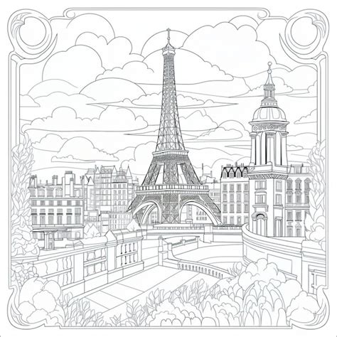 Premium Vector | Paris france colouring book style