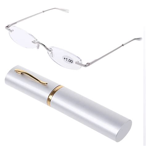 Portable Slim Metal Rimless Reading Glasses Presbyopic Eyeglass ...