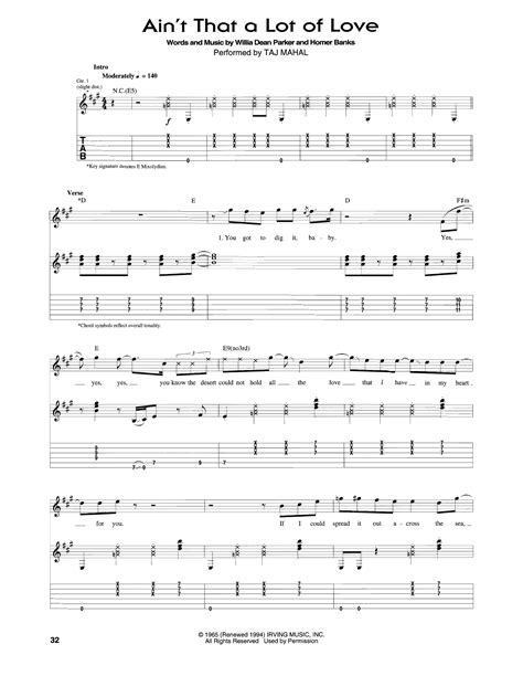 Ain't That A Lot Of Love by Taj Mahal - Guitar Tab - Guitar Instructor