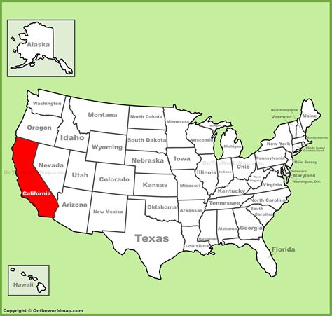 California location on the U.S. Map - Ontheworldmap.com