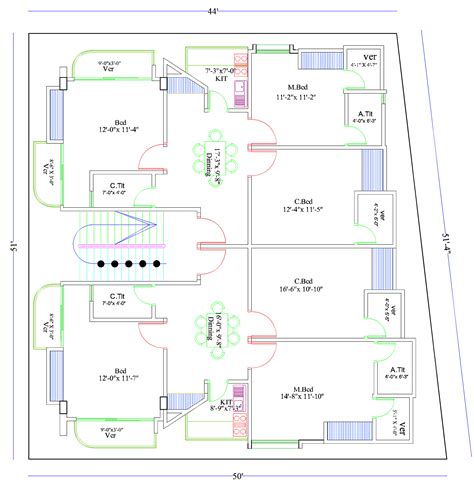 2400 SQ FT House Plan - Two Units - First Floor Plan - House Plans and ...