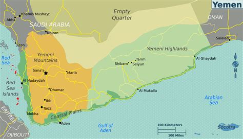 Large regions map of Yemen | Yemen | Asia | Mapsland | Maps of the World