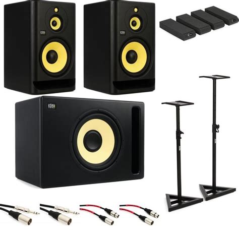 KRK ROKIT 10-3 G4 10 inch 3-way Powered Studio Monitor (Pair) Studio Bundle | Sweetwater