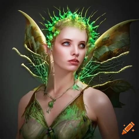 Portrait of a fairy warrior in plant armor on Craiyon