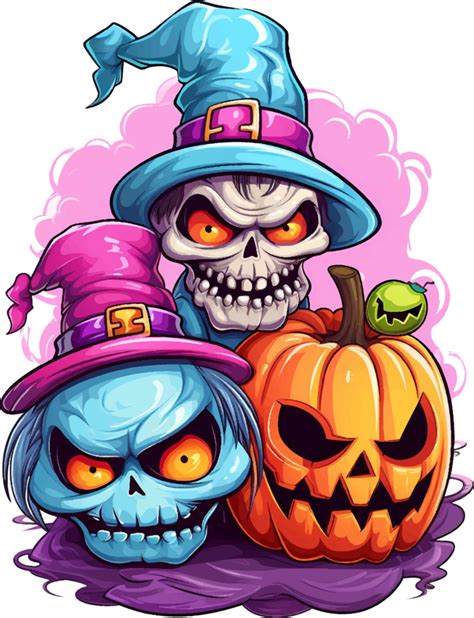 AI generated Scary Halloween characters, on a transparent background, for t-shirt or sticker ...