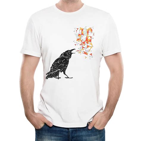 New Arrival 2018 Summer Geometric Design Raven T Shirt Men Creative Custom Bird Printed TShirt ...