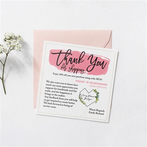 Shopping Thank You Card E-commerce Thank You Note Template - Etsy