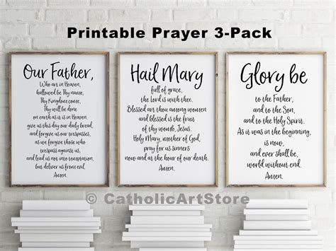 Our Father Hail Mary & Glory Be Printable 3-Prayer Pack | Etsy in 2020 | Catholic easter ...