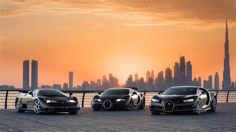 Bugatti Chiron, Veyron and EB110 gather for a photoshoot of dreams