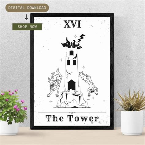 The Tower Tarot Card, Tarot Cards, Wall Prints, Printable Wall Art, Printed Items, Digital ...