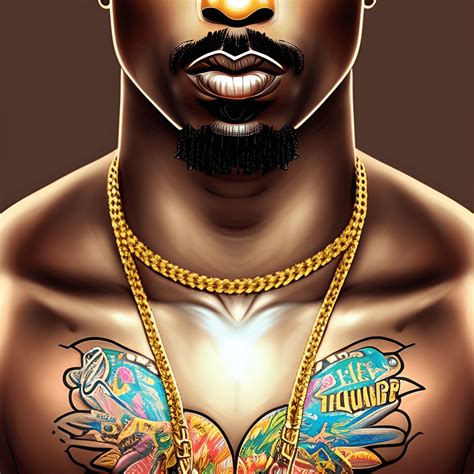 Pintura digital HD realista de Tupac Shakur Thug Life · Creative Fabrica