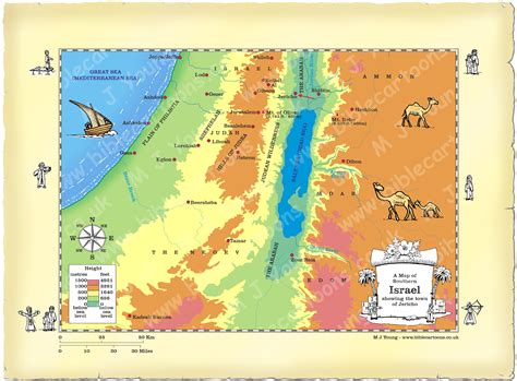 Map of Southern Israel showing Jericho | Bible Cartoons