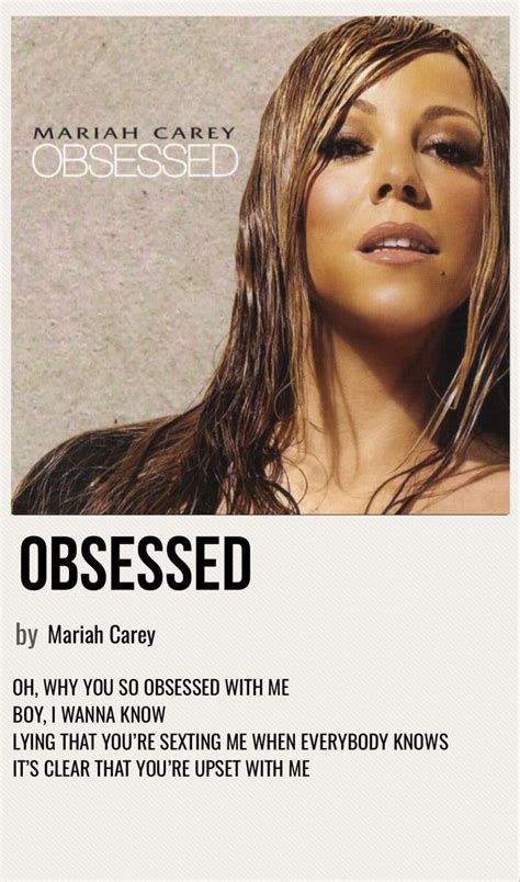 the cover art for an upcoming album released by mariah cary, titled obsesed