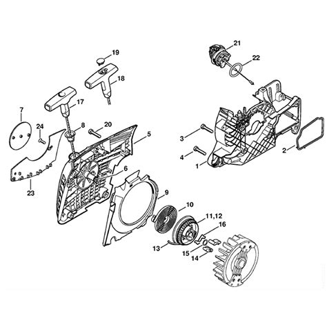 Stihl MS 270 Chainsaw (MS270 Z) Parts Diagram, Fan Housing with Rewind Starter