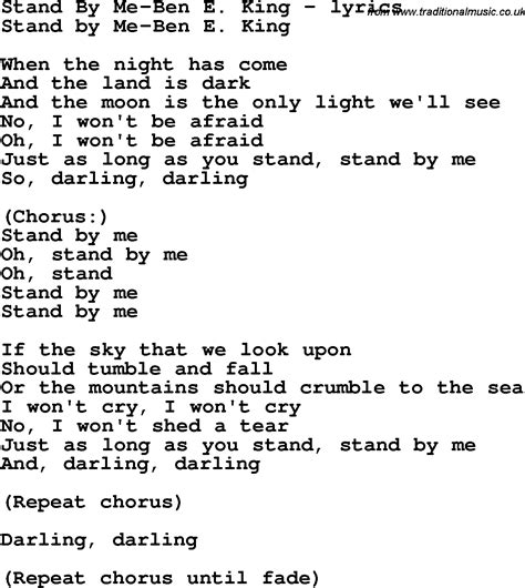 Love Song Lyrics for:Stand By Me-Ben E. King