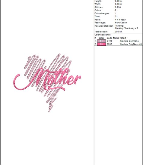 Mother Heart Machine Embroidery Design