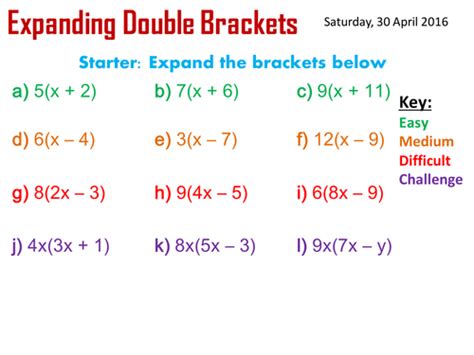 Expanding Double Brackets - Differentiated | Teaching Resources