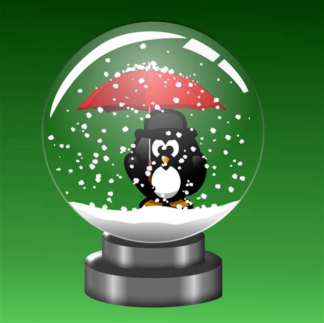 Public Domain Clip Art Image | Snow Globe -Penguin with Umbrella | ID: 14020974014515 ...