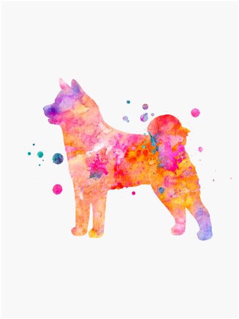 "Akita Inu Dog Watercolor Painting" Sticker by BretKovacek | Redbubble