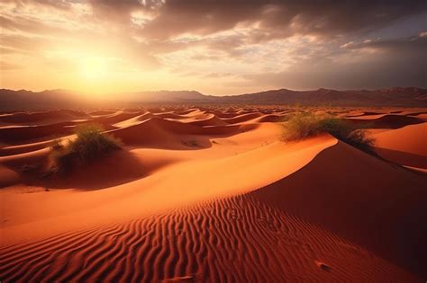 Premium AI Image | A sunset in the sahara desert