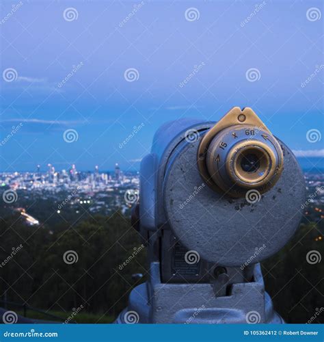 View of Brisbane from Mount Coot-tha at Night. Stock Photo - Image of ...