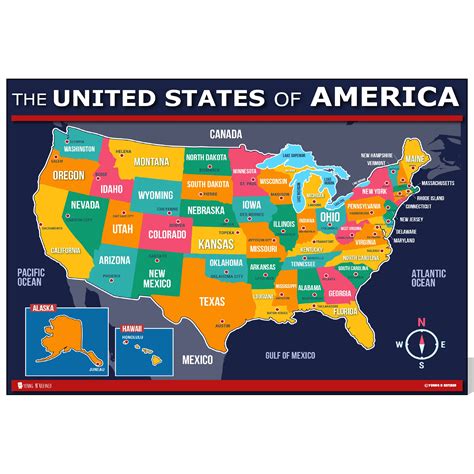 Map of USA for kids LAMINATED Large Poster – Young N' Refined