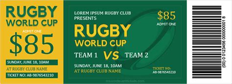 Rugby Match Ticket Templates for Word | Download & Edit