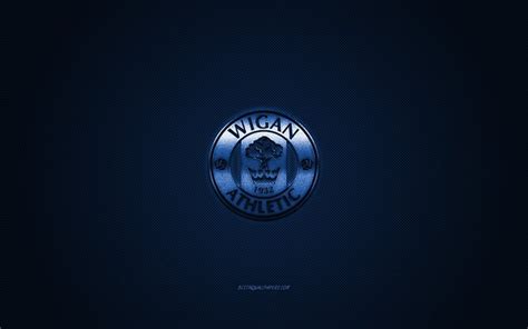 Download wallpapers Wigan Athletic FC, English football club, EFL Championship, blue logo, blue ...