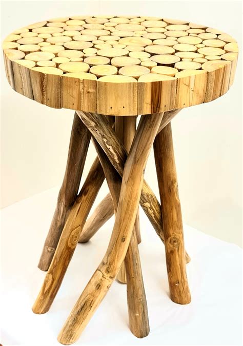 Teak Branch Natural Round Side Table Small