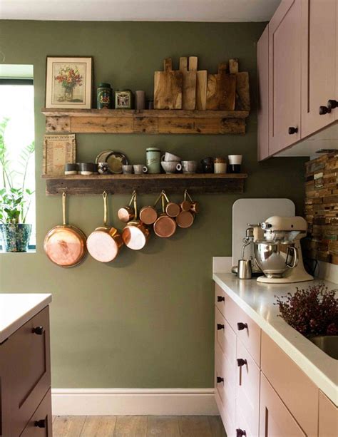 A Vintage Looking Home Decorated in Dusty Colors | Home decor kitchen, Green kitchen designs ...