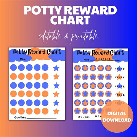 Potty Reward Chart Printable Kids Routine Chart Toddler - Etsy