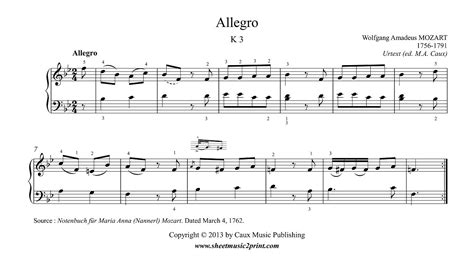 Mozart Allegro In B-flat Major K Easy By Wolfgang Amadeus, 53% OFF