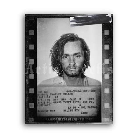 Printable Charles Manson serial killer arrest mugshot photo poster #1